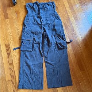 Fashion Nova Charcoal Grey Wide Leg Cargo Pants